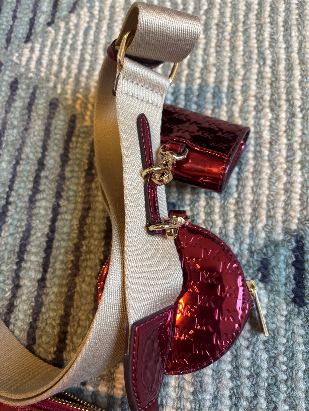 Michael Kors Women's Metallic Burgundy Crossbody Bag with Coin Pouch - Picture 10 of 11